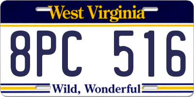 WV license plate 8PC516