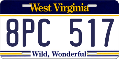 WV license plate 8PC517