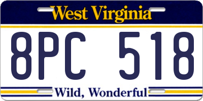 WV license plate 8PC518