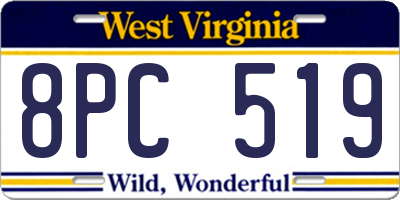 WV license plate 8PC519