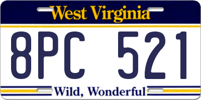 WV license plate 8PC521