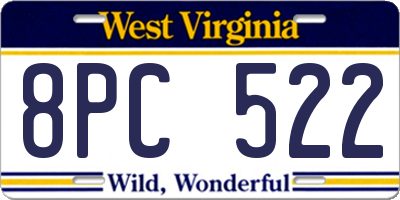 WV license plate 8PC522