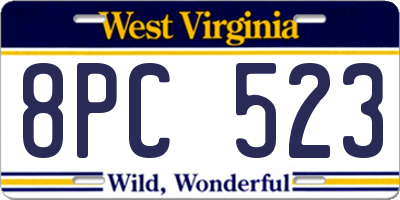 WV license plate 8PC523