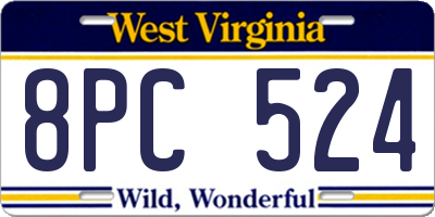 WV license plate 8PC524