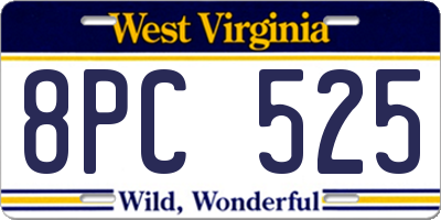 WV license plate 8PC525