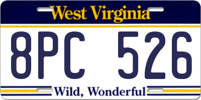 WV license plate 8PC526