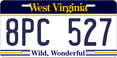 WV license plate 8PC527