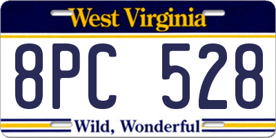 WV license plate 8PC528