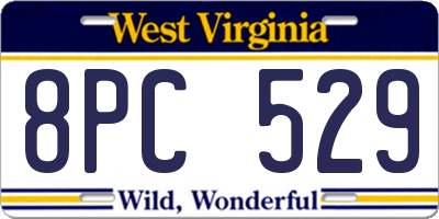 WV license plate 8PC529