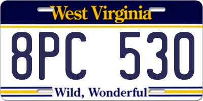 WV license plate 8PC530