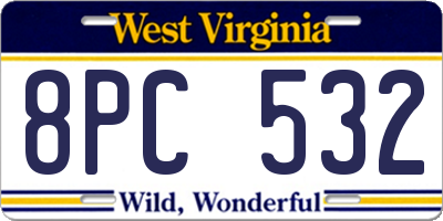 WV license plate 8PC532