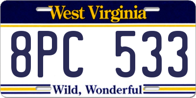 WV license plate 8PC533