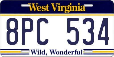 WV license plate 8PC534