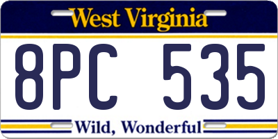 WV license plate 8PC535