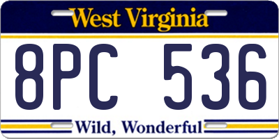 WV license plate 8PC536