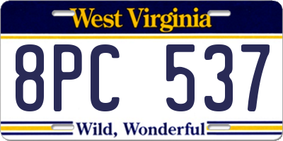 WV license plate 8PC537