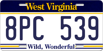 WV license plate 8PC539
