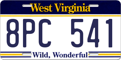 WV license plate 8PC541