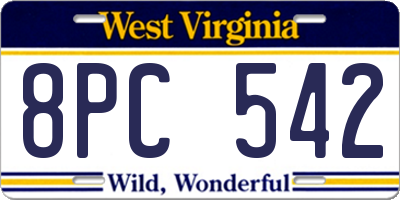 WV license plate 8PC542