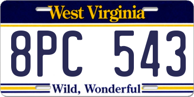 WV license plate 8PC543