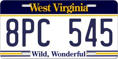 WV license plate 8PC545