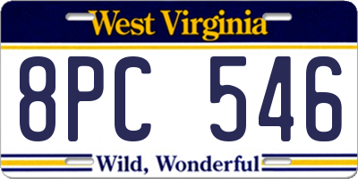 WV license plate 8PC546
