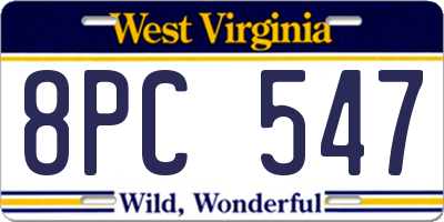 WV license plate 8PC547