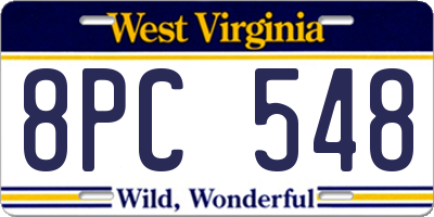 WV license plate 8PC548