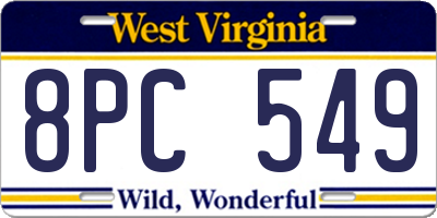 WV license plate 8PC549