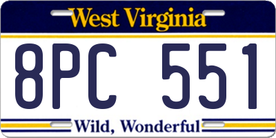 WV license plate 8PC551