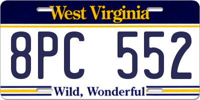 WV license plate 8PC552