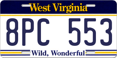 WV license plate 8PC553