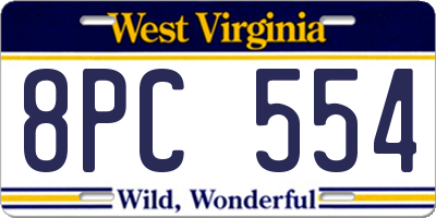 WV license plate 8PC554