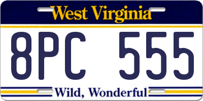 WV license plate 8PC555