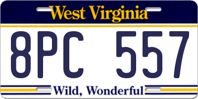 WV license plate 8PC557