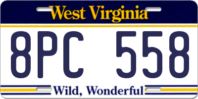 WV license plate 8PC558