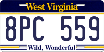 WV license plate 8PC559