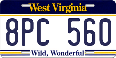 WV license plate 8PC560