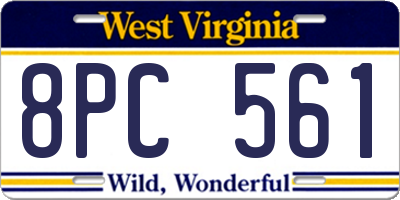 WV license plate 8PC561