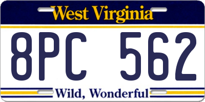 WV license plate 8PC562
