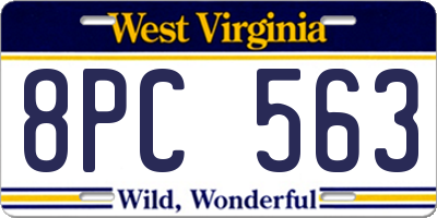 WV license plate 8PC563