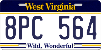 WV license plate 8PC564
