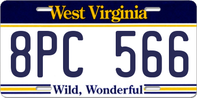 WV license plate 8PC566