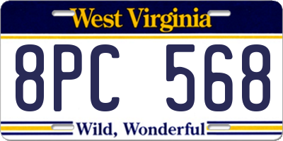 WV license plate 8PC568