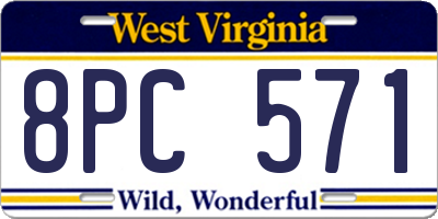 WV license plate 8PC571