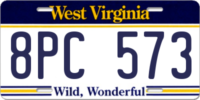 WV license plate 8PC573