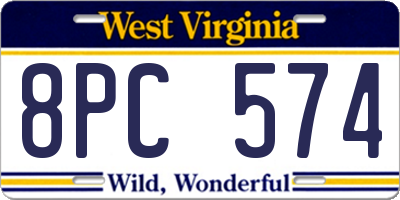 WV license plate 8PC574