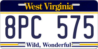 WV license plate 8PC575