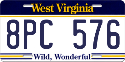 WV license plate 8PC576