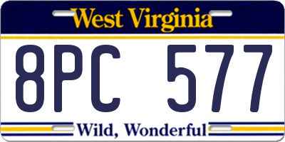 WV license plate 8PC577